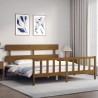 Cadre de lit sans matelas marron miel 200x200cm bois pin massif 