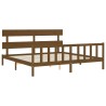 Cadre de lit sans matelas marron miel 200x200cm bois pin massif 