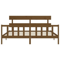 Cadre de lit sans matelas marron miel 200x200cm bois pin massif 