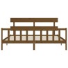 Cadre de lit sans matelas marron miel 200x200cm bois pin massif 