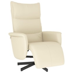 Fauteuil inclinable avec repose-pieds crème similicuir  