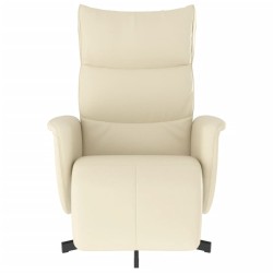 Fauteuil inclinable avec repose-pieds crème similicuir  