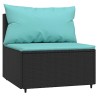 Salon de jardin 3 pcs avec coussins Noir Résine tressée 
