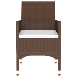 Ensemble à manger de jardin 3pcs Résine tressée Marron 