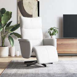Fauteuil inclinable avec repose-pieds blanc similicuir 