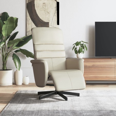 Fauteuil inclinable avec repose-pieds crème similicuir 