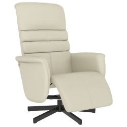 Fauteuil inclinable avec repose-pieds crème similicuir 