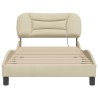 Cadre de lit avec LED sans matelas crème 100x200 cm tissu 