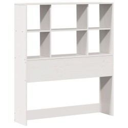 Lit bibliothèque sans matelas blanc 90x190cm bois de pin massif 