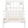 Lit bibliothèque sans matelas blanc 75x190cm bois de pin massif 