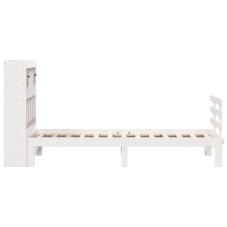 Lit bibliothèque sans matelas blanc 75x190cm bois de pin massif 