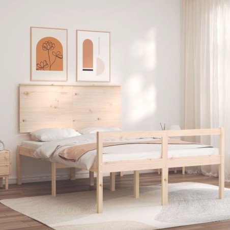 Lit pour personne âgée sans matelas 140x190 cm bois massif 