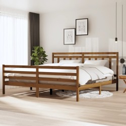Cadre de lit sans matelas marron miel bois massif 200x200 cm 