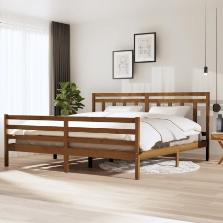 Cadre de lit sans matelas marron miel bois massif 200x200 cm 