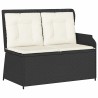 Banc inclinable de jardin avec coussins noir résine tressée 
