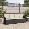 Banc inclinable de jardin avec coussins noir résine tressée 