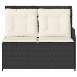 Banc inclinable de jardin avec coussins noir résine tressée 