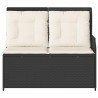 Banc inclinable de jardin avec coussins noir résine tressée 