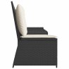 Banc inclinable de jardin avec coussins noir résine tressée 