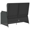 Banc inclinable de jardin avec coussins noir résine tressée 