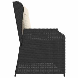 Banc inclinable de jardin avec coussins noir résine tressée 