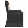 Banc inclinable de jardin avec coussins noir résine tressée 
