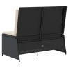 Banc inclinable de jardin avec coussins noir résine tressée 