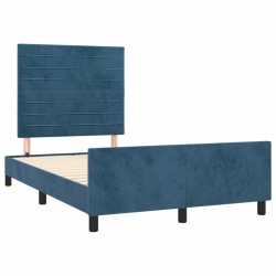 Cadre de lit sans matelas bleu foncé 120x190 cm velours 