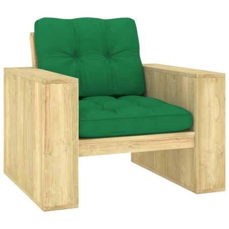 Chaise de jardin avec coussins vert Bois de pin imprégné 