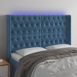 Tête de lit à LED Bleu foncé 163x16x118/128 cm Velours 