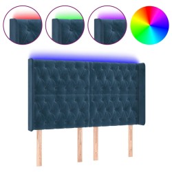 Tête de lit à LED Bleu foncé 163x16x118/128 cm Velours 