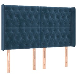 Tête de lit à LED Bleu foncé 163x16x118/128 cm Velours 