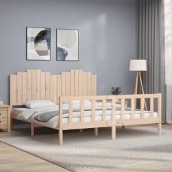 Cadre de lit sans matelas bois de pin massif 