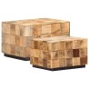 Tables basses 2 pcs avec design de blocs Bois de manguier brut 