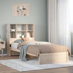 Lit bibliothèque sans matelas 90x200 cm bois de pin massif 