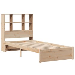 Lit bibliothèque sans matelas 90x200 cm bois de pin massif 