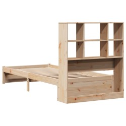 Lit bibliothèque sans matelas 90x200 cm bois de pin massif 