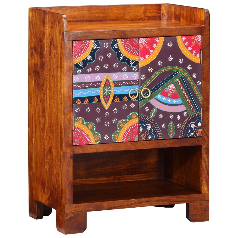 Meuble à chaussures 55x35x75 cm en bois solide d'acacia 