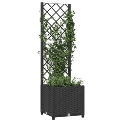 Jardinière avec treillis Noir 40x40x136 cm PP 