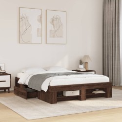 Cadre de lit sans matelas chêne marron 135x190 cm 