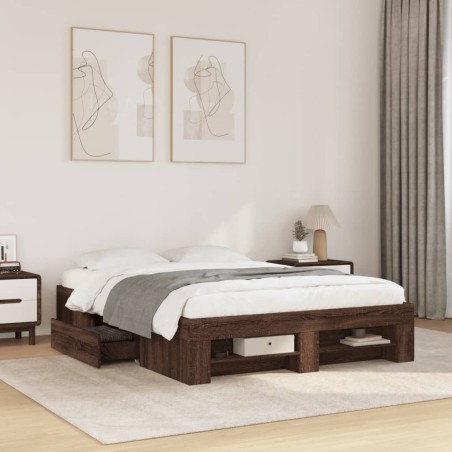 Cadre de lit sans matelas chêne marron 135x190 cm 