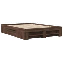 Cadre de lit sans matelas chêne marron 135x190 cm 