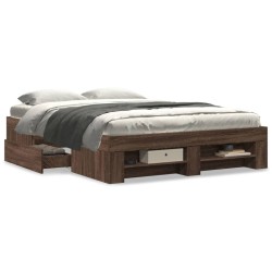 Cadre de lit sans matelas chêne marron 135x190 cm 