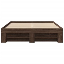 Cadre de lit sans matelas chêne marron 135x190 cm 
