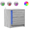 Armoire de chevet et lumières LED sonoma gris bois d'ingénierie 