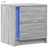 Armoire de chevet et lumières LED sonoma gris bois d'ingénierie 