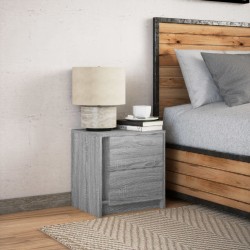 Armoire de chevet et lumières LED sonoma gris bois d'ingénierie 