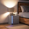 Armoire de chevet et lumières LED sonoma gris bois d'ingénierie 