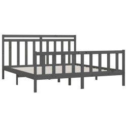 Cadre de lit sans matelas gris bois massif de pin 180x200 cm 