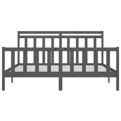 Cadre de lit sans matelas gris bois massif de pin 180x200 cm 